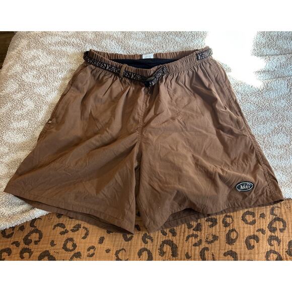 Vintage REI shorts, men’s medium saddle Brown Belted Mesh Grip Liner Triathalon - Picture 1 of 9